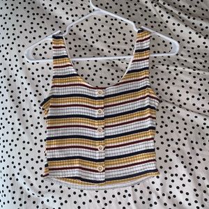 STRIPED BUTTON CROP TANK TOP